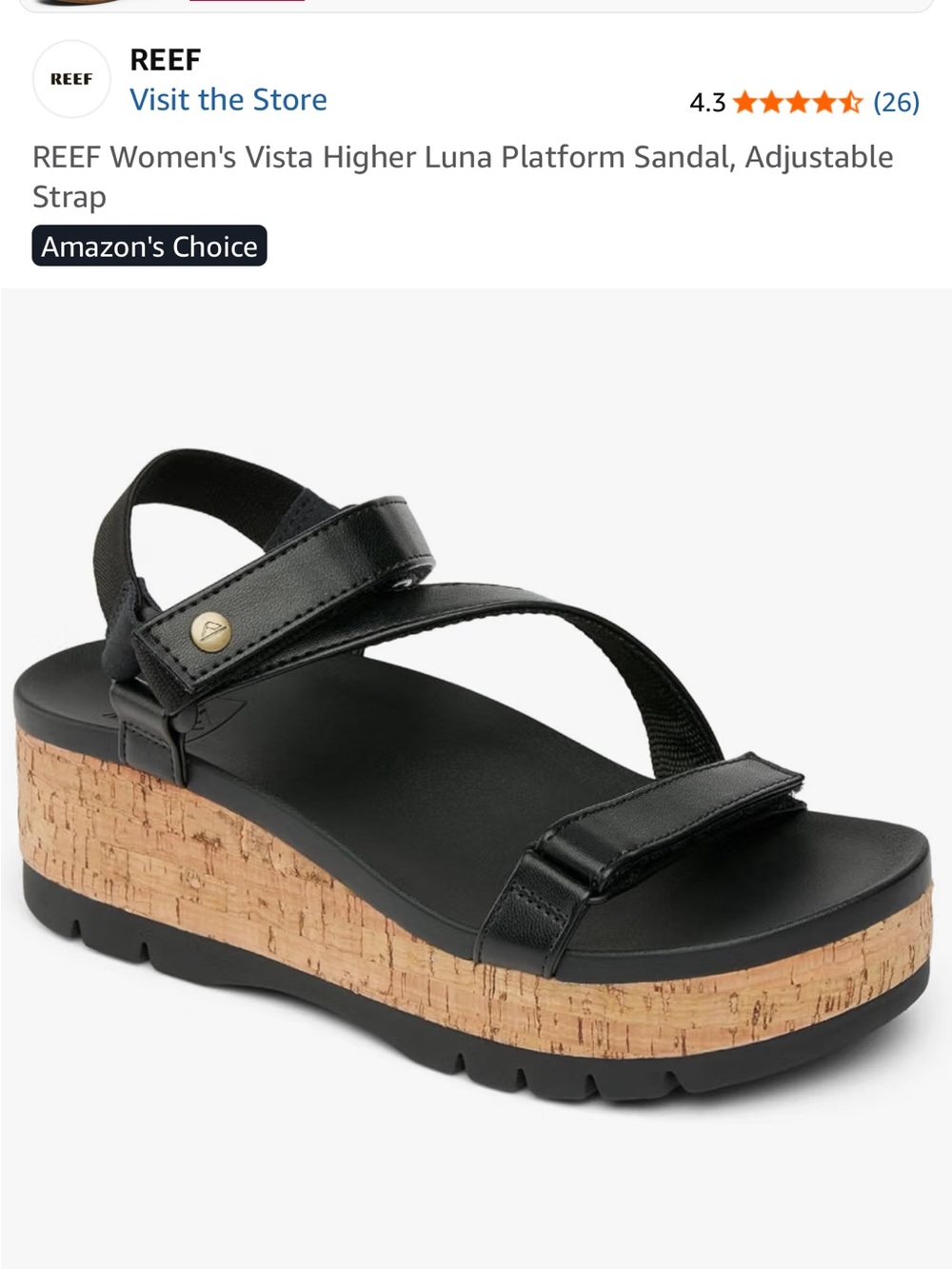 Reef Black Cork Wedge Sandals - Women